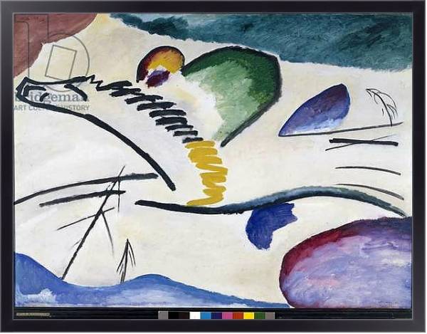 Постер Lyric Painting by Vassily Kandinsky. 1911 Dim. 94x130 cm Rotterdam, Museum Boymans-Van Beuningen с типом исполнения На холсте в раме в багетной раме 221-01