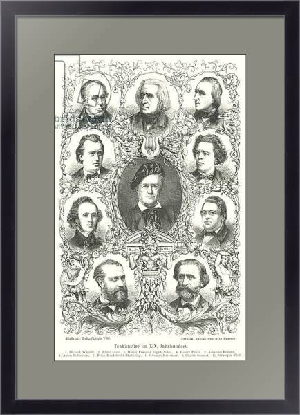 Постер Composers of the 19th Century с типом исполнения Под стеклом в багетной раме 221-01
