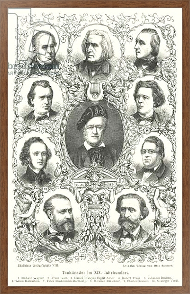 Постер Composers of the 19th Century с типом исполнения На холсте в раме в багетной раме 1727.4310