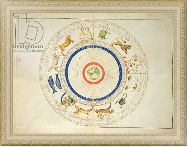 Постер Zodiac Calendar, from an Atlas of the World in 33 Maps, Venice, 1st September 1553 с типом исполнения Акварель в раме в багетной раме 484.M48.725