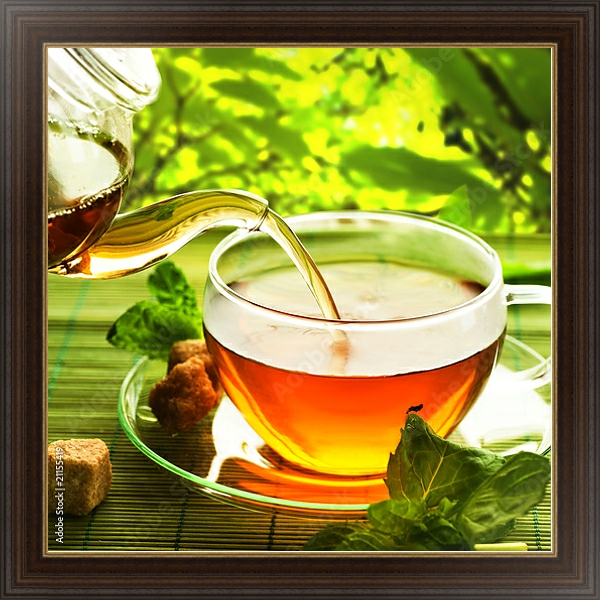 Постер Чайник травяного чая с типом исполнения На холсте в раме в багетной раме 1.023.151