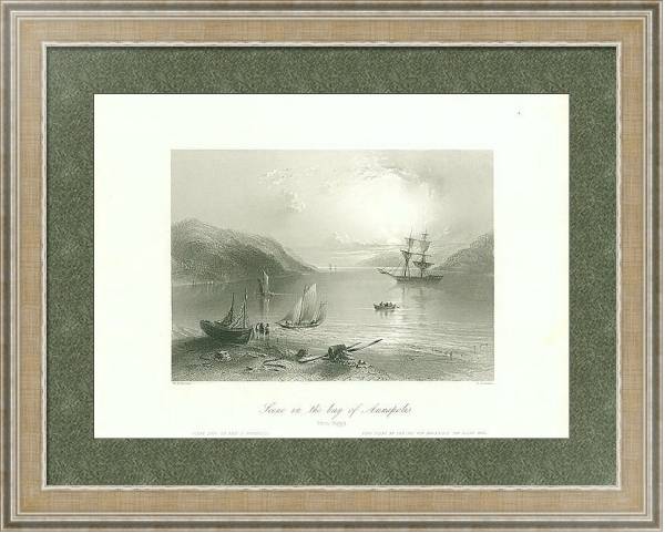 Постер Scene in the bay of Annapolis 1 с типом исполнения Акварель в раме в багетной раме 485.M40.584