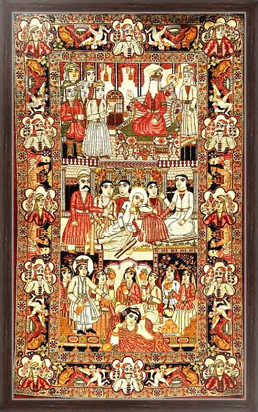 Постер An antique pictorial Kirman rug, с типом исполнения На холсте в раме в багетной раме 221-02