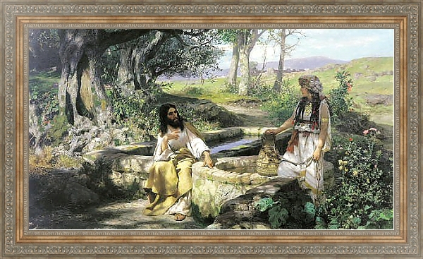 Постер Христос и самарянка. 1890 с типом исполнения На холсте в раме в багетной раме 484.M48.310