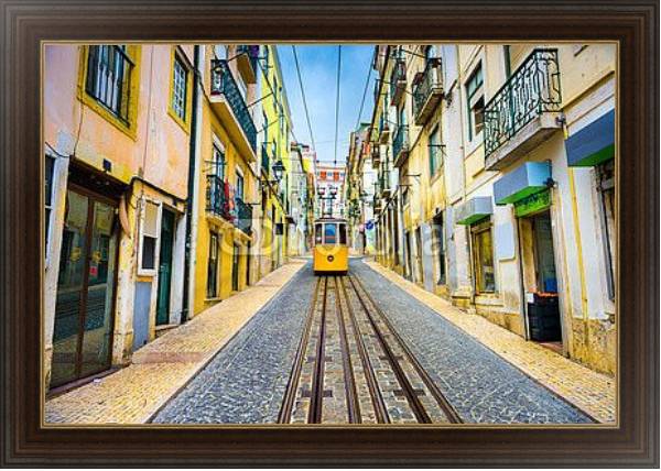 Постер Португалия, Лиссабон. Желтый трамвай №1 с типом исполнения На холсте в раме в багетной раме 1.023.151