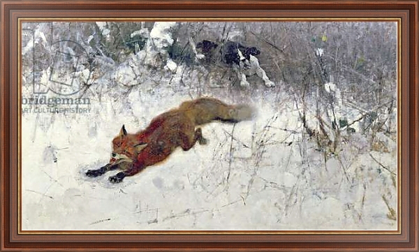 Постер Fox Being Chased through the Snow с типом исполнения На холсте в раме в багетной раме 35-M719P-83