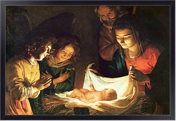 Постер Adoration of the baby, c.1620 с типом исполнения На холсте в раме в багетной раме 221-01