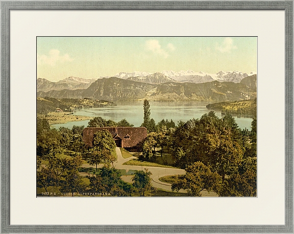 Постер Швейцария. Люцерн, панорама Альп с типом исполнения Под стеклом в багетной раме 1727.2510