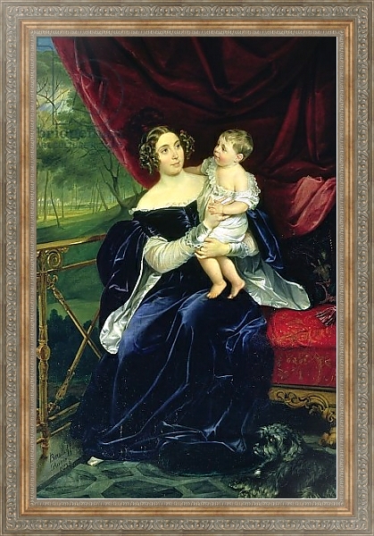 Постер Countess Olga Ivanovna Orlov-Davydov with her daughter, 1834 с типом исполнения На холсте в раме в багетной раме 484.M48.310