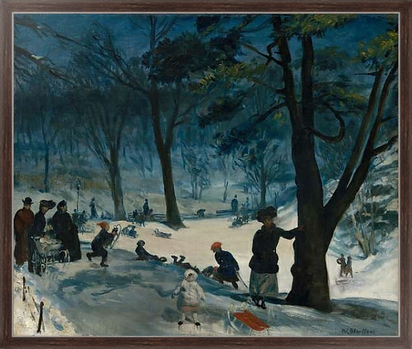 Постер Central Park, Winter, c.1905 с типом исполнения На холсте в раме в багетной раме 221-02