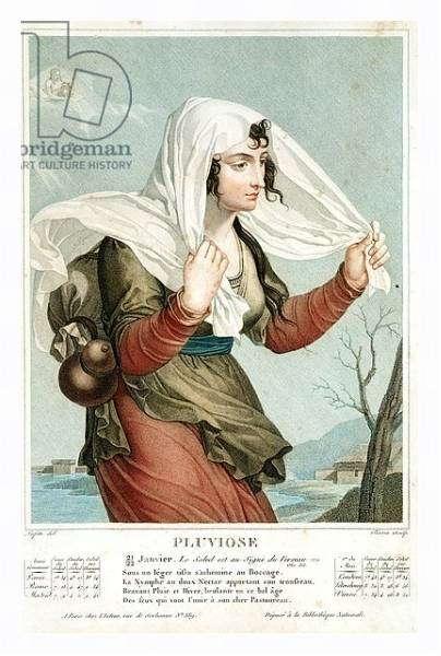 Постер Pluviose fifth month of the Republican Calendar, engraved by Tresca, c.1794 с типом исполнения На холсте в раме в багетной раме 221-03