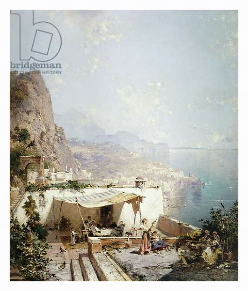 Постер Amalfi - Gulf of Salerno; Amalfi - Golfe de Salerne, с типом исполнения На холсте в раме в багетной раме 221-03