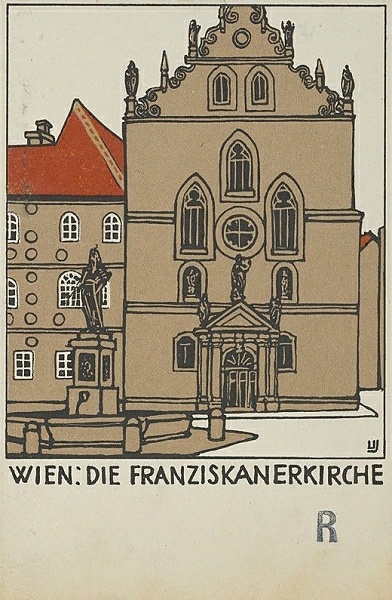 Постер Wien; Die Franziskanerkirche с типом исполнения На холсте без рамы