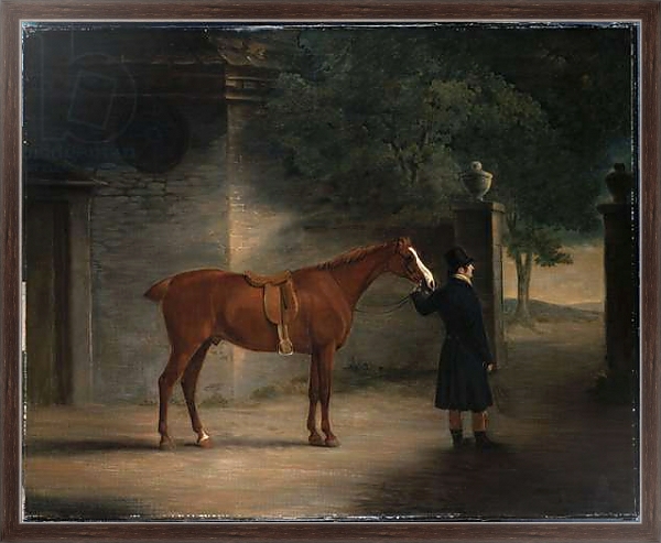 Постер A Hunter and a Groom in a Courtyard, 1816 с типом исполнения На холсте в раме в багетной раме 221-02