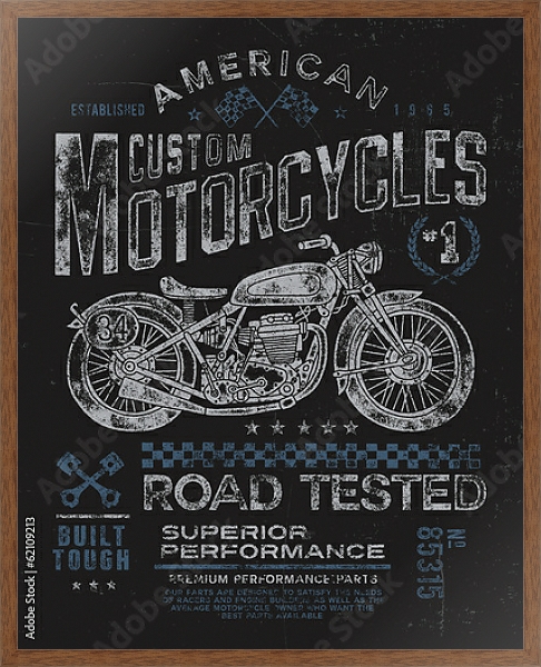 Постер Ретро плакат. Мотоциклы с типом исполнения На холсте в раме в багетной раме 1727.4310