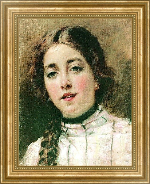 Постер Портрет дочери художника. Оленька. 1900-е с типом исполнения На холсте в раме в багетной раме NA033.1.051