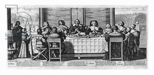 Постер A Protestant family blessing the meal с типом исполнения На холсте в раме в багетной раме 221-03