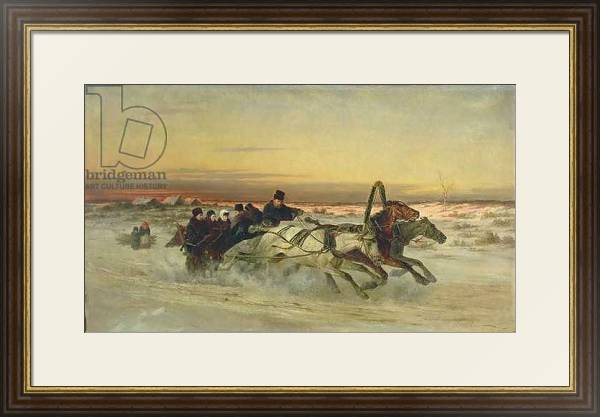 Постер A Galloping Winter Troika at Dawn с типом исполнения Под стеклом в багетной раме 1.023.036