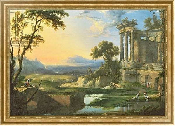 Постер Italian landscape with ruins с типом исполнения На холсте в раме в багетной раме NA033.1.051