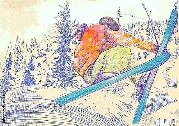 Постер Лыжник 3 с типом исполнения На холсте без рамы