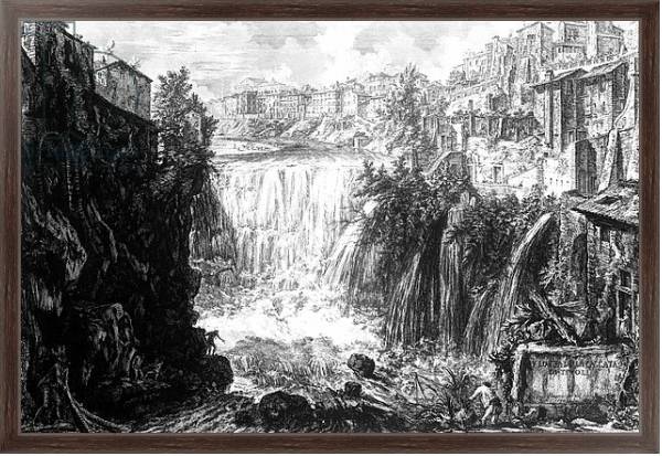 Постер View of the Waterfall at Tivoli, from the 'Views of Rome' series, c.1760 с типом исполнения На холсте в раме в багетной раме 221-02