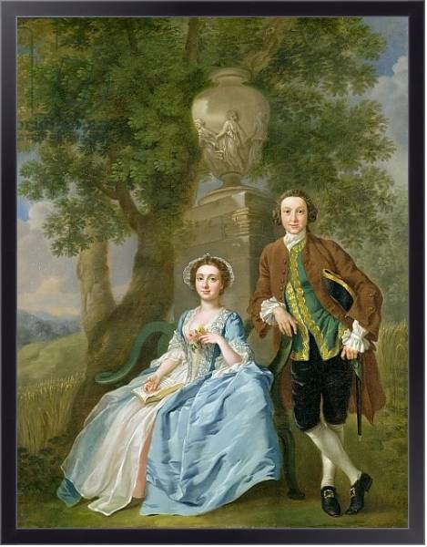 Постер Portrait of George and Margaret Rogers, c.1748-50 с типом исполнения На холсте в раме в багетной раме 221-01