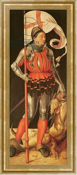 Постер Stephan Paumgartner portrayed as Saint George, left panel of the Paumgartner Altarpiece, c.1500 с типом исполнения На холсте в раме в багетной раме NA033.1.051