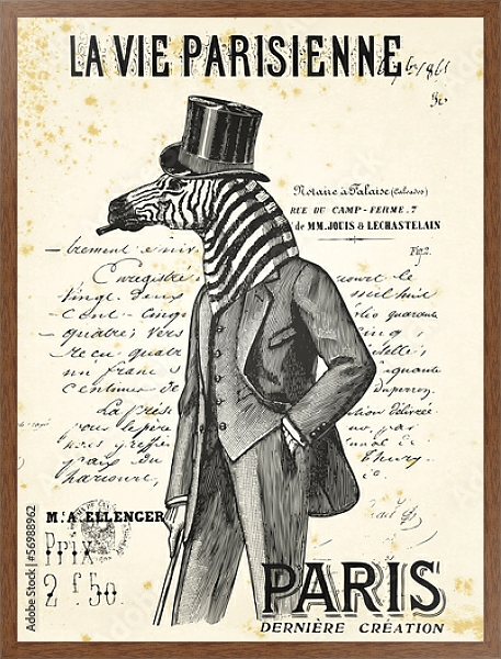 Постер Парижская жизнь с типом исполнения На холсте в раме в багетной раме 1727.4310