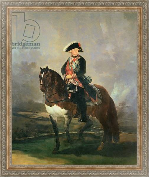 Постер Equestrian portrait of King Carlos IV, 1800-1801 с типом исполнения На холсте в раме в багетной раме 484.M48.310