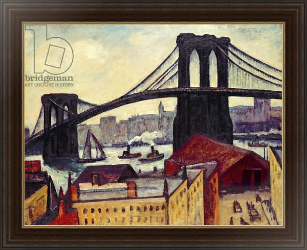 Постер View of Brooklyn Bridge с типом исполнения На холсте в раме в багетной раме 595.M52.330