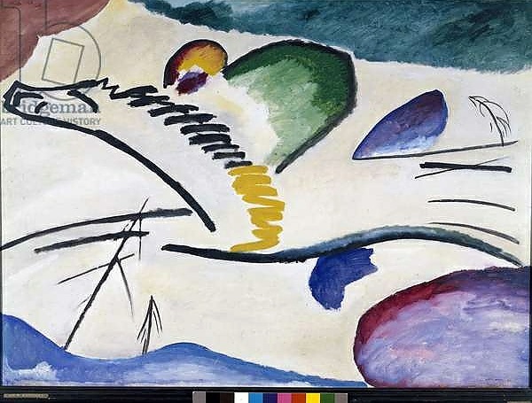 Постер Lyric Painting by Vassily Kandinsky. 1911 Dim. 94x130 cm Rotterdam, Museum Boymans-Van Beuningen с типом исполнения На холсте без рамы