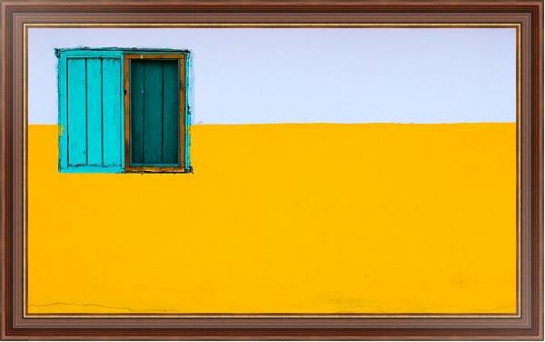 Постер Голубое окно на желтой стене с типом исполнения На холсте в раме в багетной раме 35-M719P-83