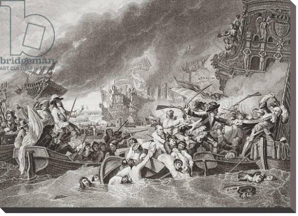 Постер The Battle of La Hogue, Destruction of the French fleet, May 22, 1692 с типом исполнения На холсте без рамы
