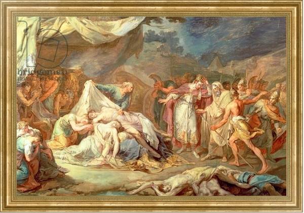 Постер Cyrus the Great before the bodies of Abradatus and Pantheus с типом исполнения На холсте в раме в багетной раме NA033.1.051