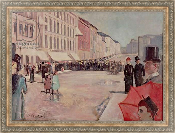 Постер Military Band on Karl-Johann Street, Oslo, 1889 с типом исполнения На холсте в раме в багетной раме 484.M48.310