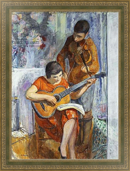 Постер The Musicians; Les musiciens, c.1930 с типом исполнения На холсте в раме в багетной раме 484.M48.640