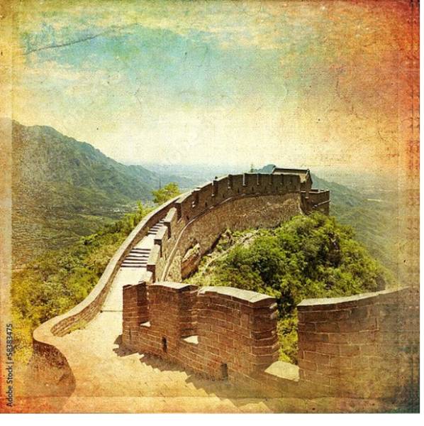 Постер Великая Китайская стена, ретро-фото 2 с типом исполнения На холсте без рамы