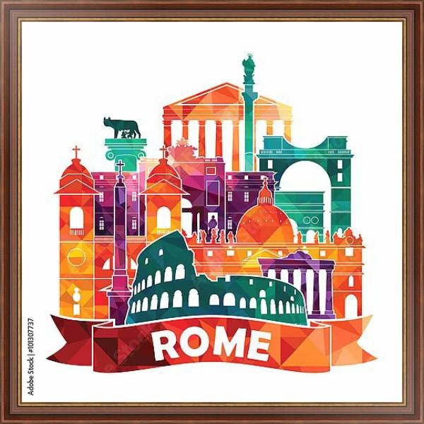 Постер Рим, коллаж с типом исполнения На холсте в раме в багетной раме 35-M719P-83