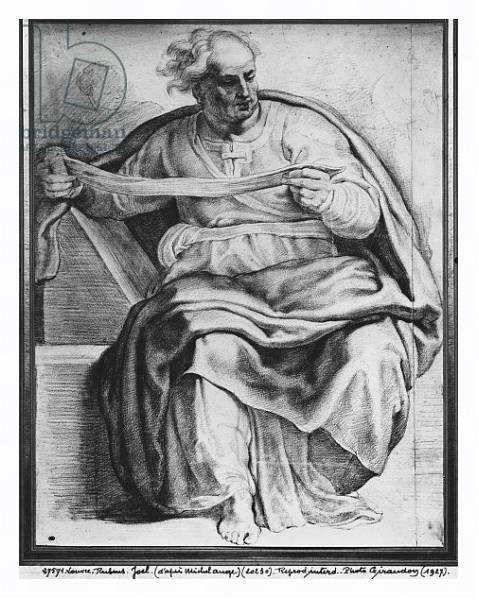 Постер The Prophet Joel, after Michelangelo Buonarroti с типом исполнения На холсте в раме в багетной раме 221-03