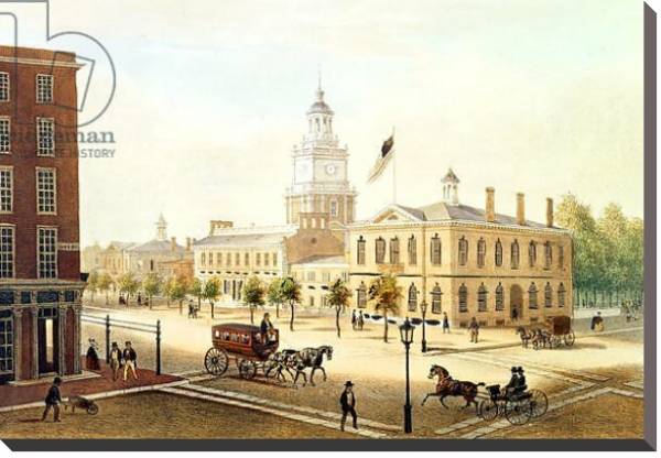 Постер State House, Philadelphia, engraved by Deroy с типом исполнения На холсте без рамы