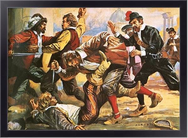 Постер Caravaggio in a brawl с типом исполнения На холсте в раме в багетной раме 221-01