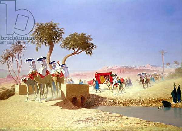 Постер The Empress Eugenie visiting the Pyramids с типом исполнения На холсте без рамы