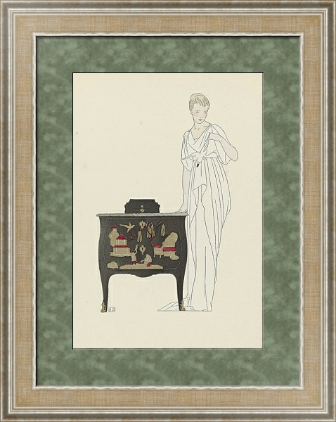 Постер La Commode en Laque. / Robe du soir de Worth. с типом исполнения Акварель в раме в багетной раме 485.M40.584