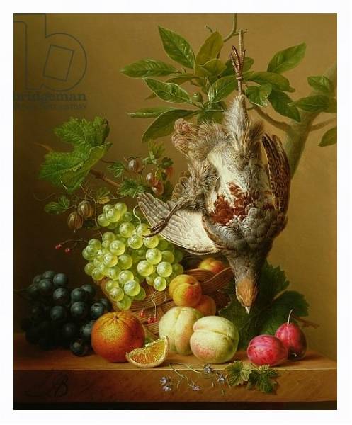 Постер Still Life with Fruit and a Dead Partridge с типом исполнения На холсте в раме в багетной раме 221-03