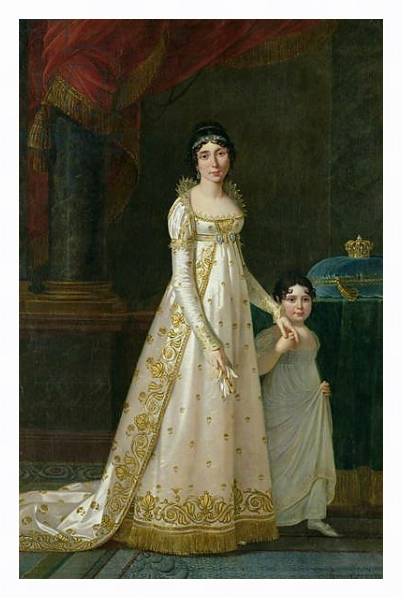 Постер Portrait of Marie-Julie Clary Queen of Naples with her daughter Zenaide Bonaparte 1807 с типом исполнения На холсте в раме в багетной раме 221-03