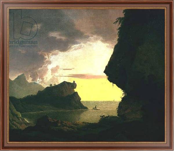 Постер Sunset on the Coast near Naples, c.1785-90 с типом исполнения На холсте в раме в багетной раме 35-M719P-83