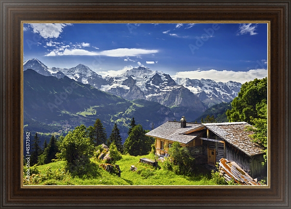 Постер Австрия, горный пейзаж с типом исполнения На холсте в раме в багетной раме 1.023.151