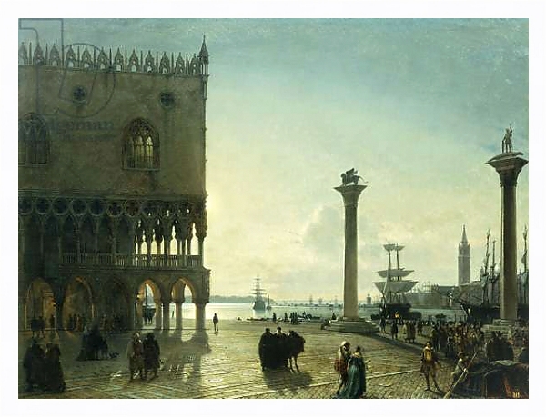 Постер Piazza San Marco at Night, с типом исполнения На холсте в раме в багетной раме 221-03