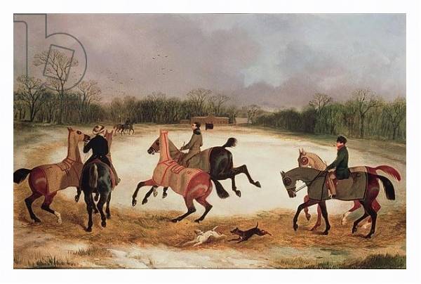 Постер Grooms exercising racehorses с типом исполнения На холсте в раме в багетной раме 221-03
