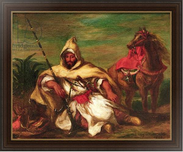 Постер Moroccan soldier sitting near his horse, 1845 с типом исполнения На холсте в раме в багетной раме 1.023.151
